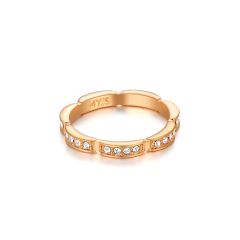 Maillon Link Ring with Swarovski Crystals Rose Gold Plated