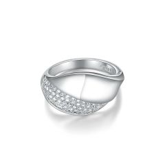 Conquest Statement Ring with Swarovski Crystals Rhodium Plated