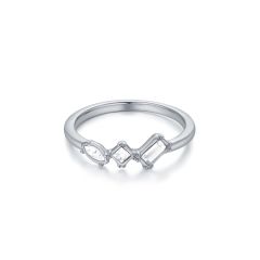 Frisson Basic Ring with Swarovski Crystals Rhodium Plated