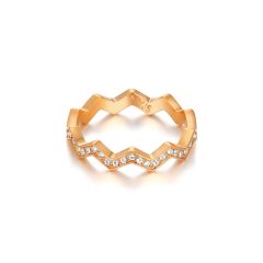 Zig Zag Stackable Ring with Swarovski Crystals Rose Gold Plated