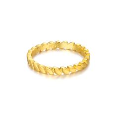 Leaf Link Stackable Ring Gold Plated