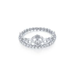Princess Tiara Crown Statement Ring with Swarovski Crystal Rhodium Plated
