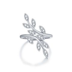 Tendrils Statement Ring with Swarovski Crystals Rhodium Plated