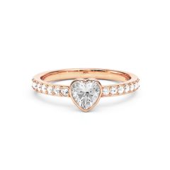 Solitaire Petite Heart Ring Clear Crystals Rose Gold Plated