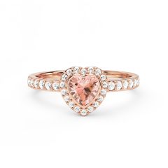 Halo Heart Statement Ring Vintage Rose Crystals Rose Gold Plated