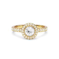Halo Angelic Round Statement Ring Clear Crystals Gold Plated