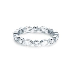 Alluring Brilliant  Marquise Cut Ring in Sterling Silver Rhodium Plated