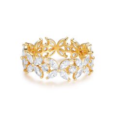 Victoria Alternating Ring Sterling Silver Gold Plated