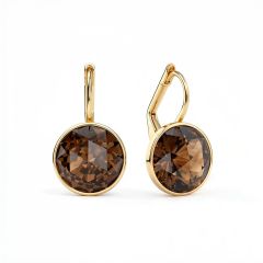 Bella Earrings 4 Carat Drop Earrings Smoky Quartz Crystals Gold Plated