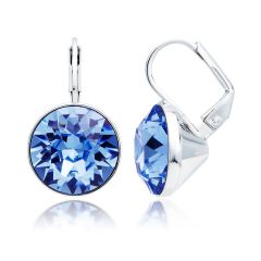 Bella Earrings with 8.5 Carat Light Sapphire Crystals Rhodium Plated