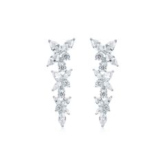 Victoria Cluster Drop Hanging Earrings CZ WGP Bridal Wedding Bridesmaid MYJS