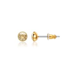 Signature Stud Earrings with Carat Golden Shadow Swarovski Crystals 3 Sizes Gold Plated