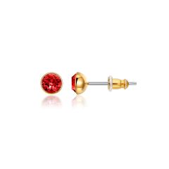 Signature Stud Earrings with Carat Light Siam Swarovski Crystals 3 Sizes Gold Plated
