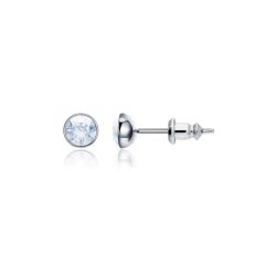 Signature Stud Earrings with Carat Blue Shade Swarovski Crystals 3 Sizes Rhodium Plated
