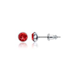 Signature Stud Earrings with Carat Siam Swarovski Crystals 3 Sizes Rhodium Plated