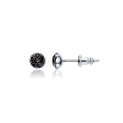 Signature Stud Earrings with Carat Silver Night Swarovski Crystals 3 Sizes Rhodium Plated