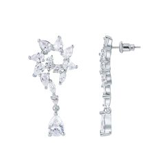 Spiral Statement Drop Earrings with Swarovski Crystals Rhodium Plated