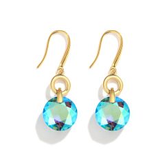 Private Collection Bella O Drop Earrings with  Swarovski Amethyst Shimmer Gold Plated