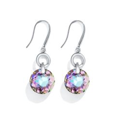 Bella O Drop Earrings with Vitrial Light Crystals Silver Plated