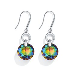 Bella O Drop Earrings with Vitrial Medium Crystals Silver Plated