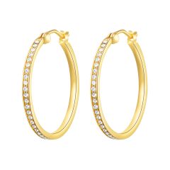 Eternity Mix Carrier Hoop Earrings 26mm Crystal Gold Plated