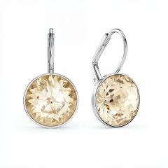 Bella Earrings 6 Carat Drop Earrings Champagne Crystals Rhodium Plated