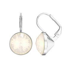 Bella Earrings with 6 Carat White Opal Crystals Silver Plated