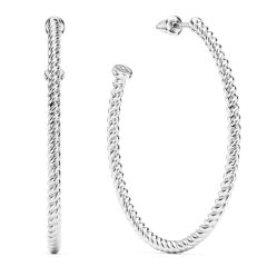 Rope Coil 40mm Mix Hoop Earrings Rhodium Plated