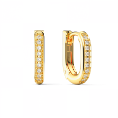 Eternity 12mm Mix Hoop Earrings Clear Crystals Gold Plated