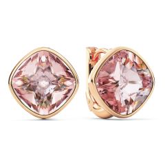 Cushion Statement Hoop Earrings Vintage Rose Crystals Rose Gold Plated