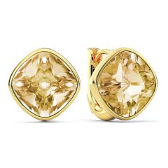 Cushion Statement Hoop Earrings Crystal Golden Shadow Crystals Gold Plated