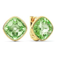 Cushion Statement Hoop Earrings Peridot Crystals Gold Plated