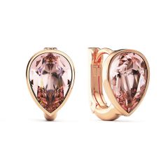 Teardrop Statement Hoop Earrings Vintage Rose Crystals Rose Gold Plated