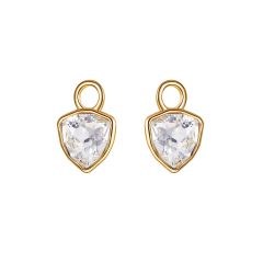 Trillion Mini Mix Hoop Earring Charms with Clear Swarovski Crystals Gold Plated