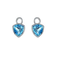 Trillion Mini Mix Hoop Earring Charms with Aquamarine Swarovski Crystals Rhodium Plated