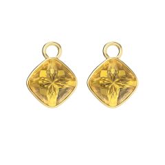 Cushion Mix Charms with Golden Topaz Crystals Gold Plated