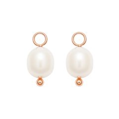 Oval Freshwater Pearl Drop Mix Charm Rose Gold Plated