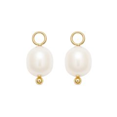 Oval Freshwater Pearl Drop Mix Charm Gold Plated