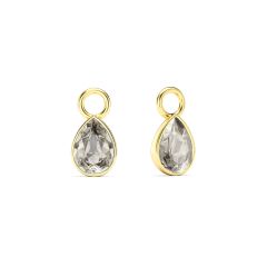 Petite Teardrop Mix Charms with Silver Shade Crystals Gold Plated