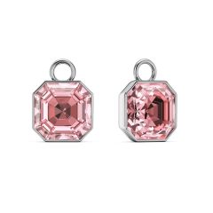 Asscher Mix Charms with Light Rose Crystals Rhodium Plated