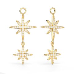 Polaris Statement Drop Star Mix Charms Clear Crystals Gold Plated