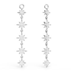Polaris Deep Drop Star Mix Charms Clear Crystals Rhodium Plated