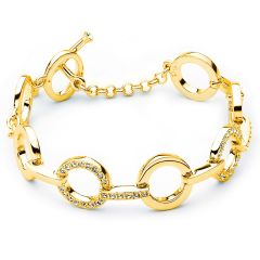 Circle Statement Bracelet Clear Crystal Gold Plated