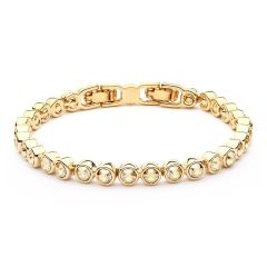 Tennis Bracelet with Swarovski Crystals Golden Shadow 16k GP Bridal Wedding Mum