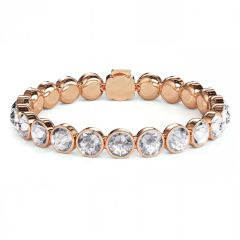 Statement Tennis Bracelet Clear Crystals Rose Gold Plated