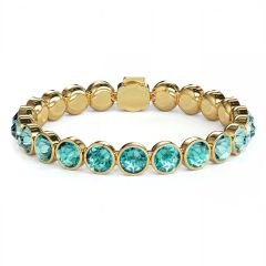 Statement Tennis Bracelet Light Turquoise Crystals Gold Plated