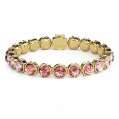 Statement Tennis Bracelet Vintage Rose Crystals Gold Plated