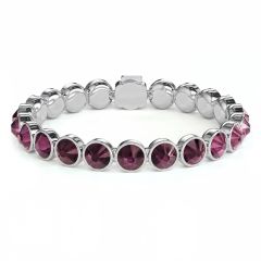Statement Tennis Bracelet Amethyst Crystals Rhodium Plated