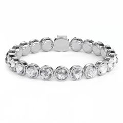 Statement Tennis Bracelet Clear Crystals Rhodium Plated