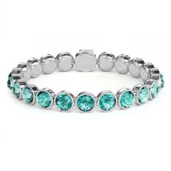 Statement Tennis Bracelet Light Turquoise Crystals Rhodium Plated